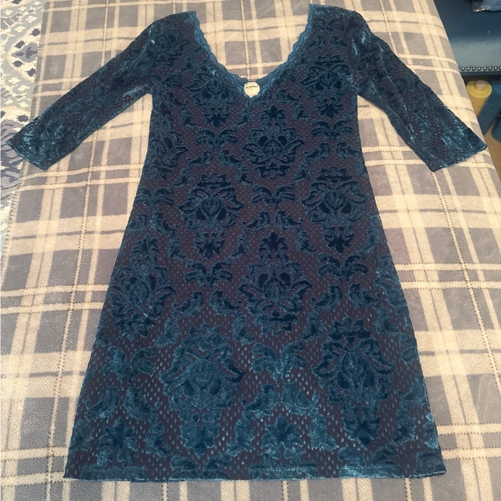 Free People Teal Long Sleeve Dress